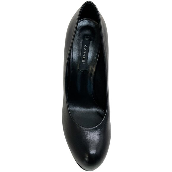 Casadei Black Leather Minorca Platform Pumps - Picture 4 of 11